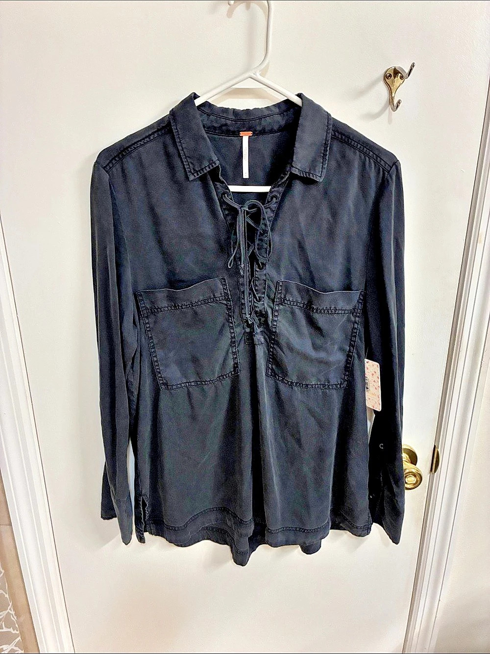 NWT Free People Lace-Up Black Top Size Medium